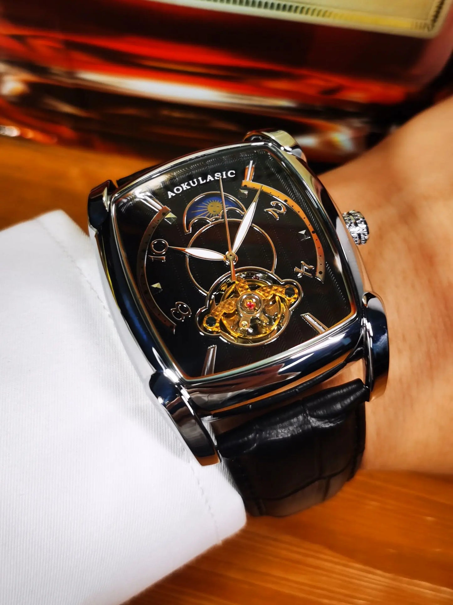 Elegante Mondphasen Damen Uhr