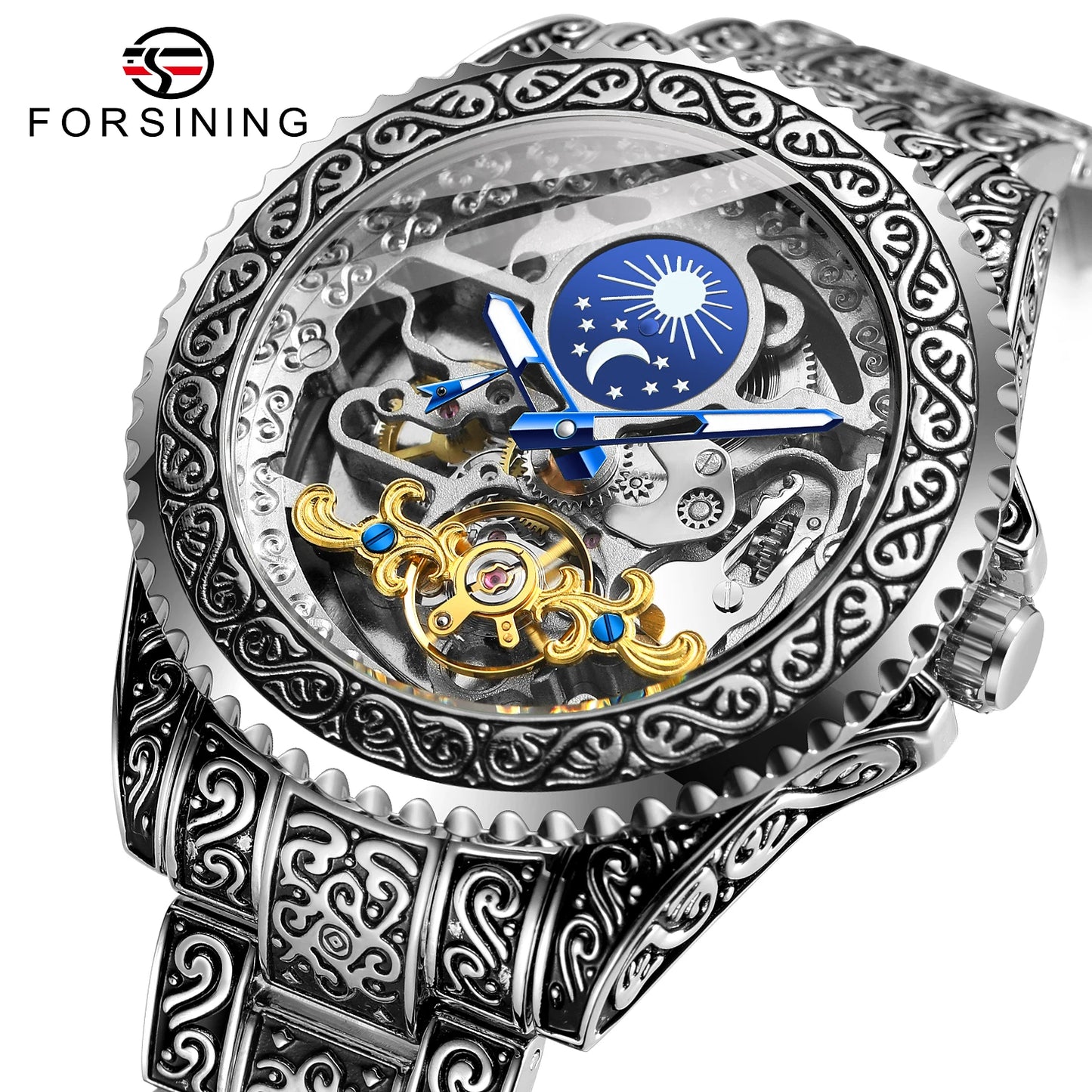 Elegante Mondphasen-Uhr für Herren
